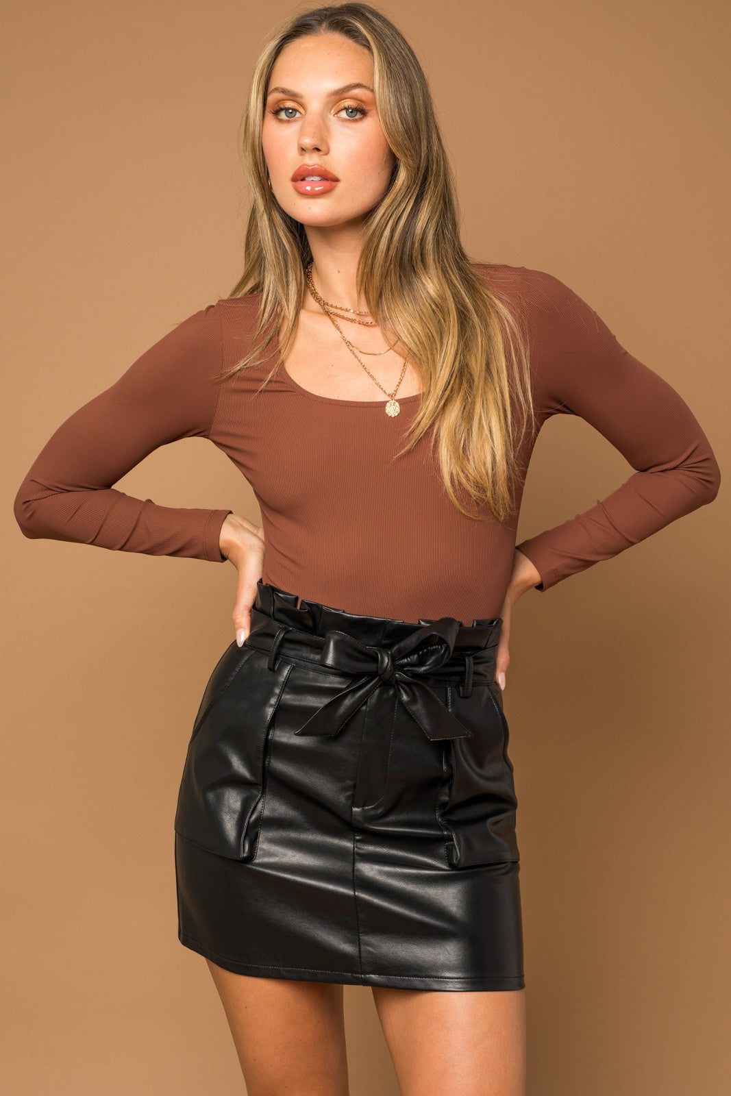 Rounded Square Neck Long Sleeve Bodysuit