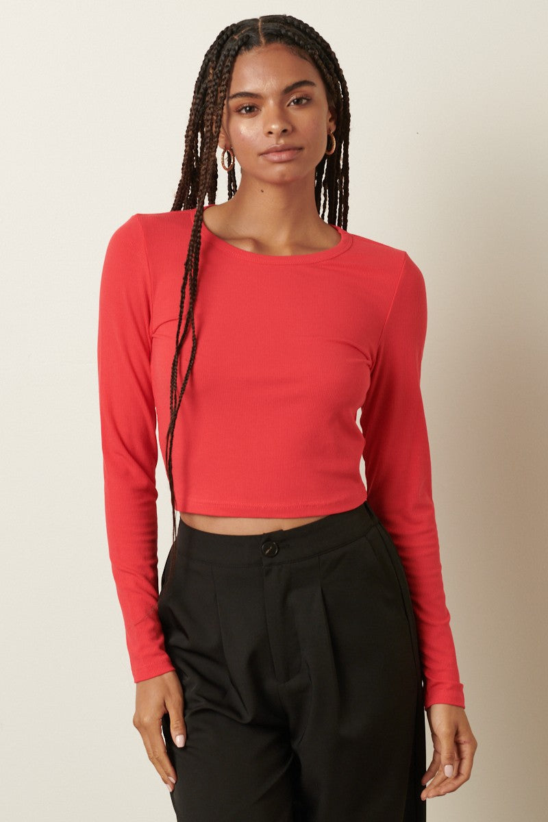 Ribbed Round Neck Long Sleeve