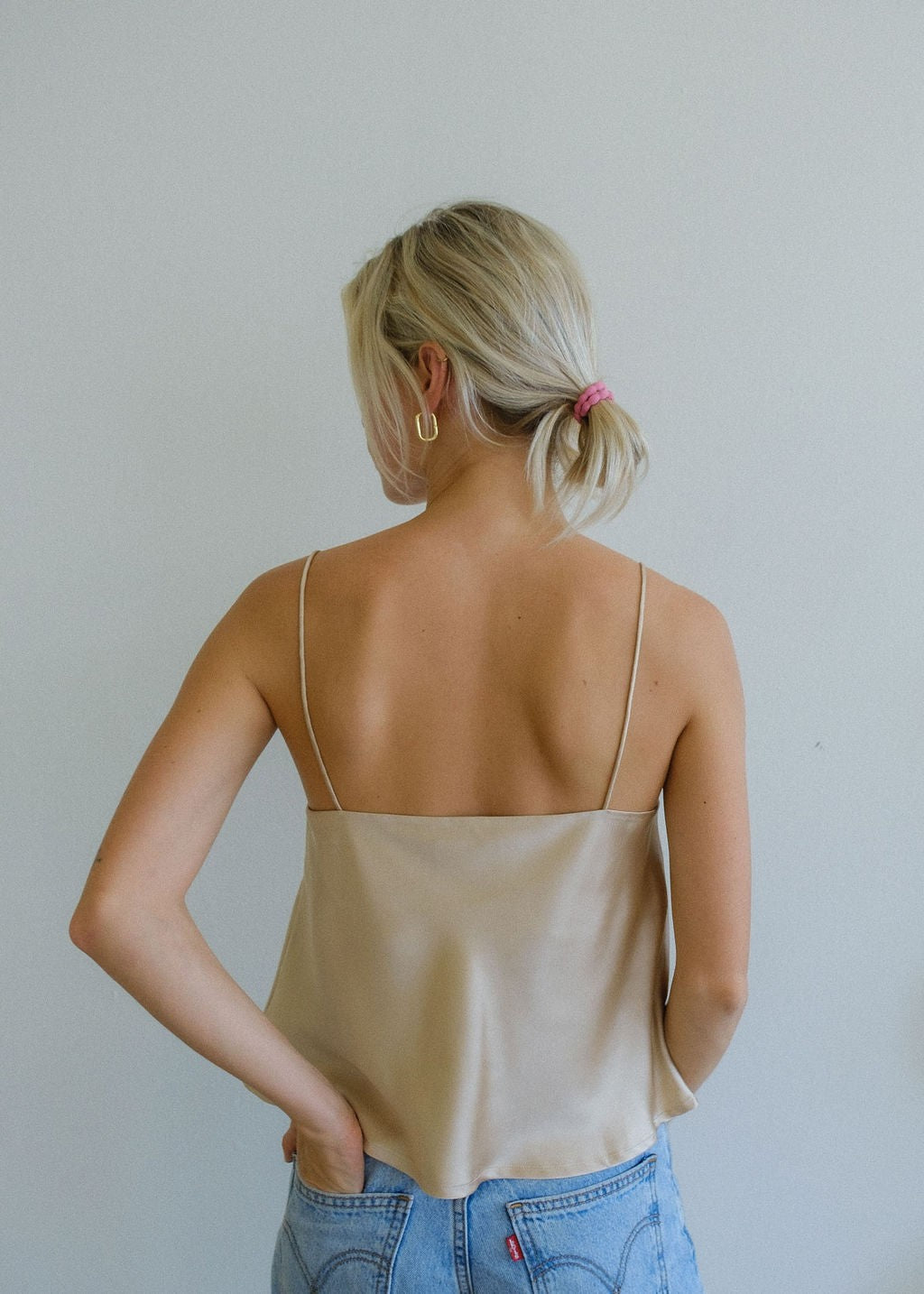 Square Neck Satin Sleeveless Top