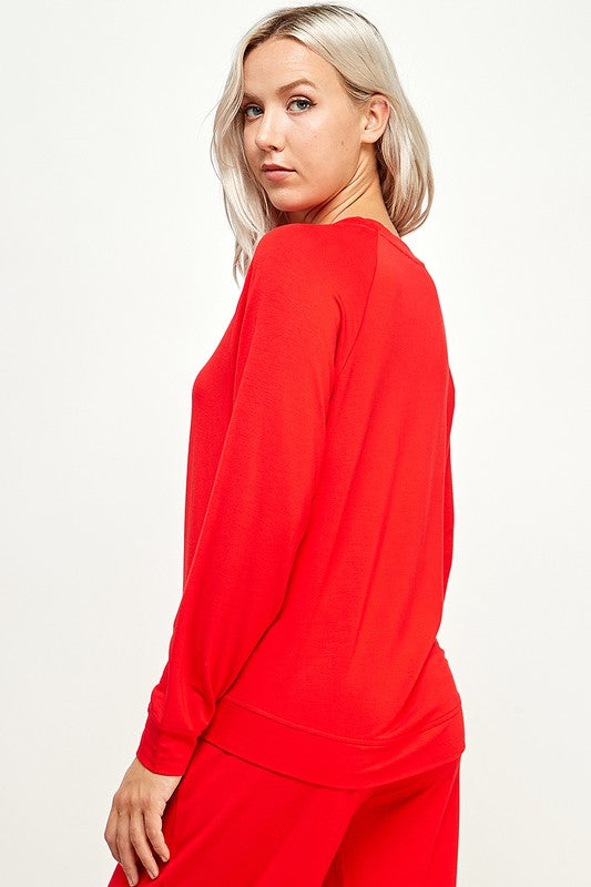 French Terry Round Neck Top