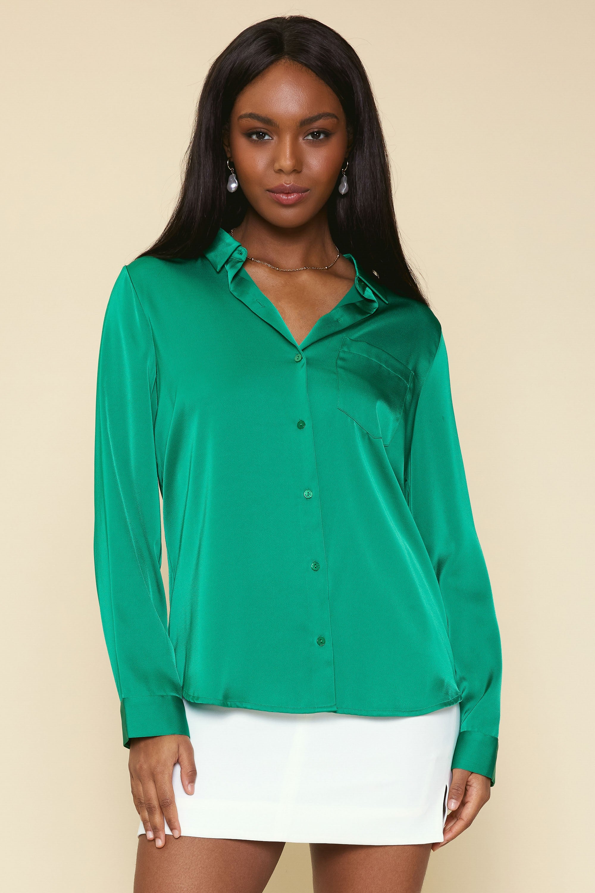 Satin Button Down Shirt