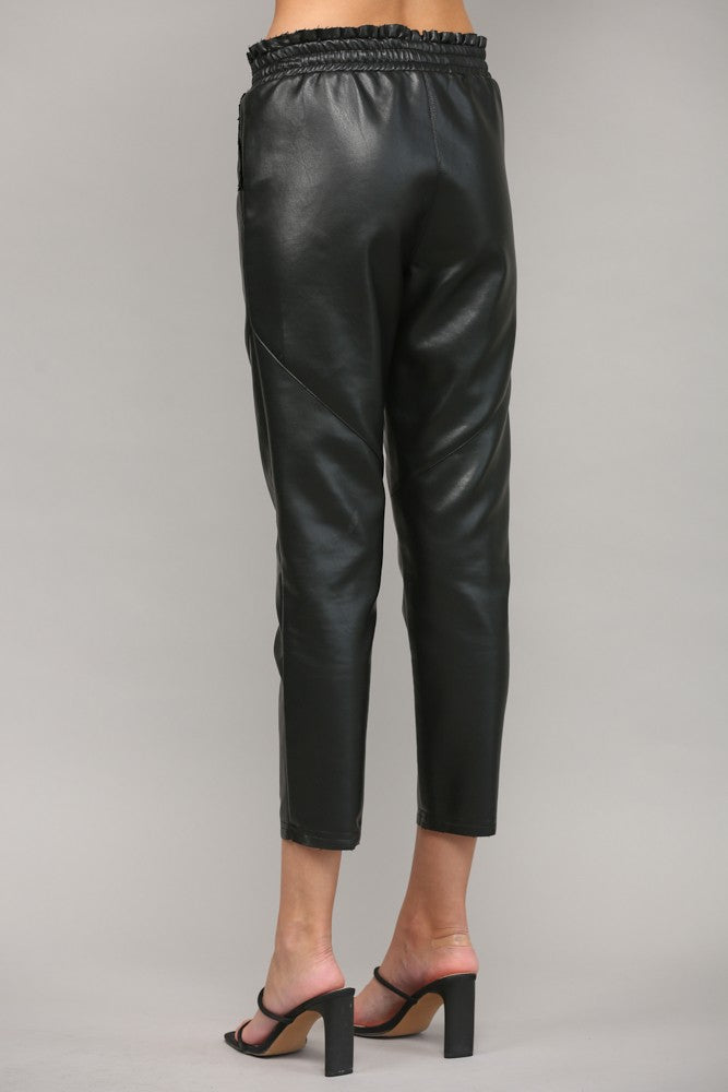Faux Leather Drawstring Waist Pants