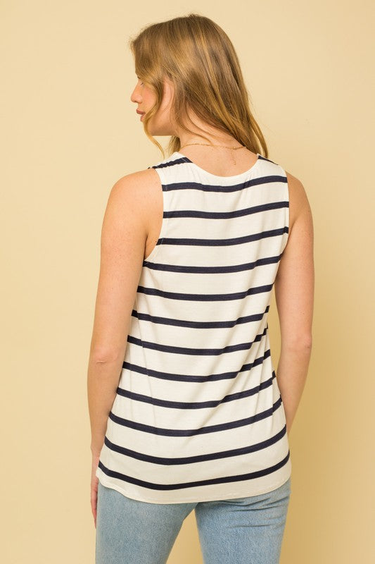Sleeveless Side Tie Striped Tank