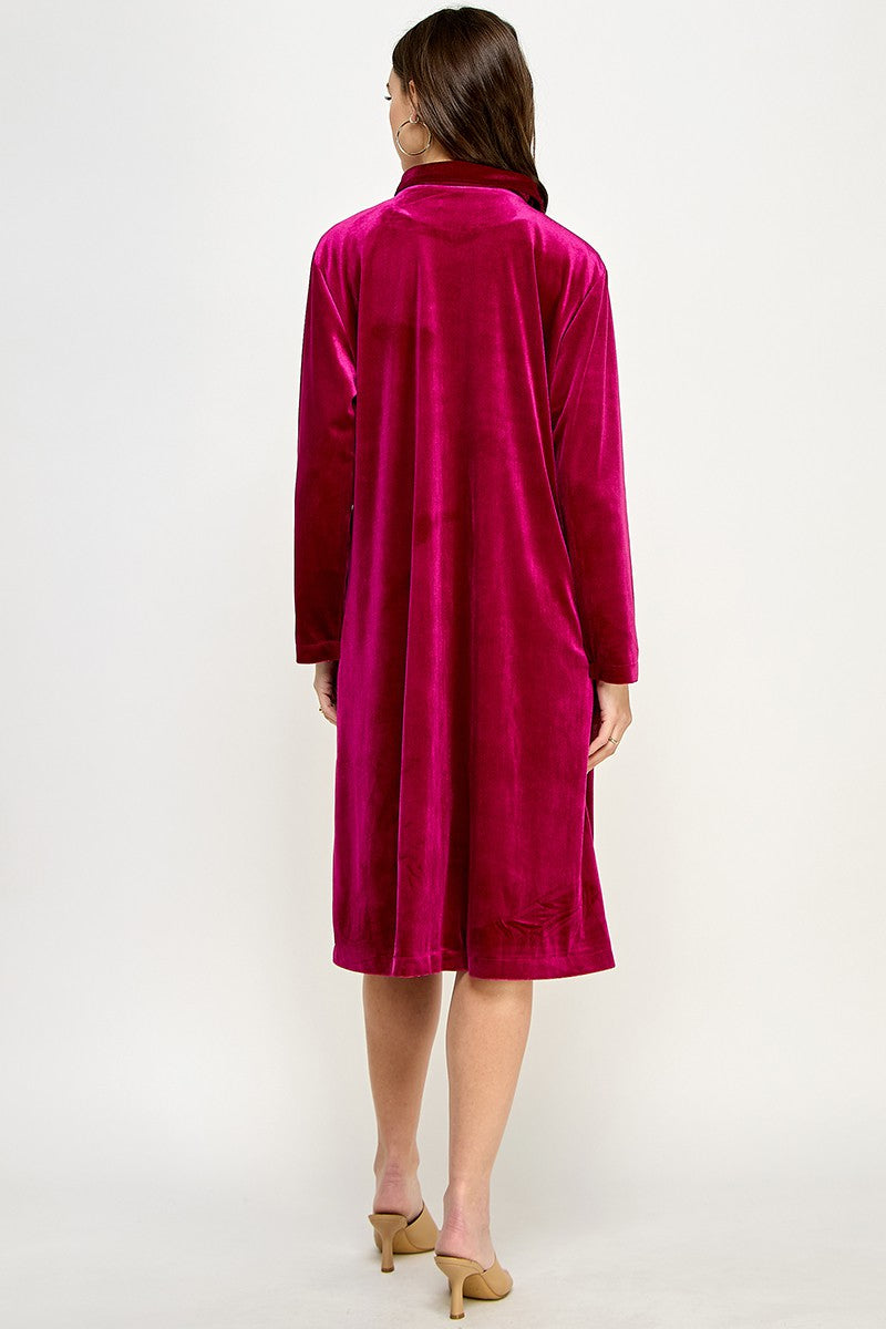 Velvet Long Button Up Duster