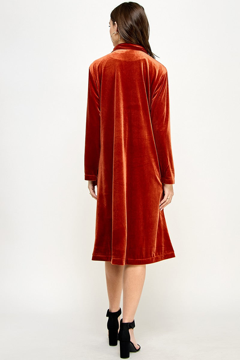 Velvet Long Button Up Duster