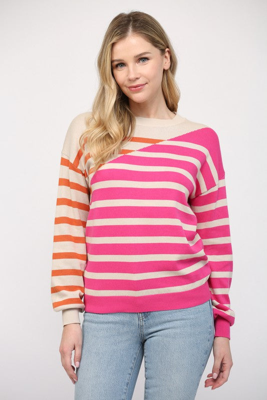 Color Block Stripe Sweater