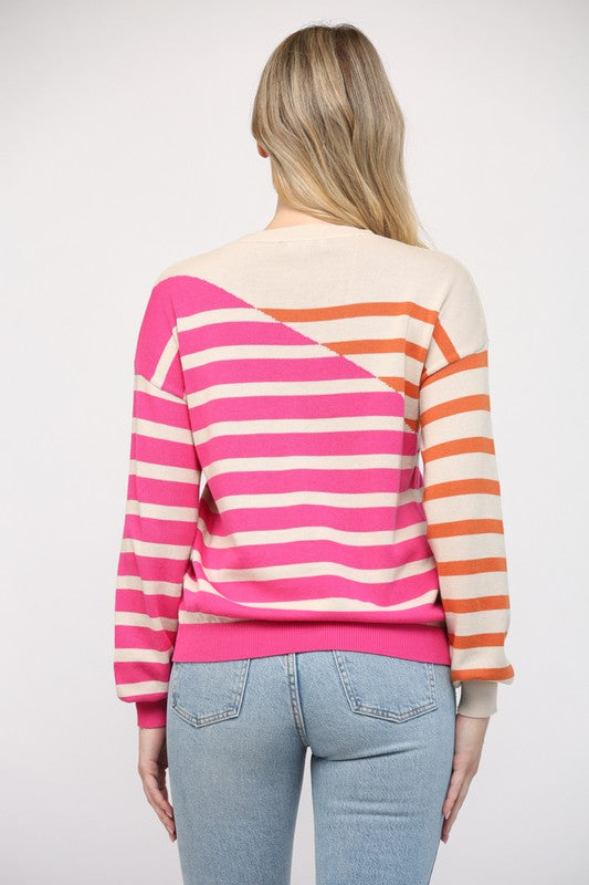 Color Block Stripe Sweater