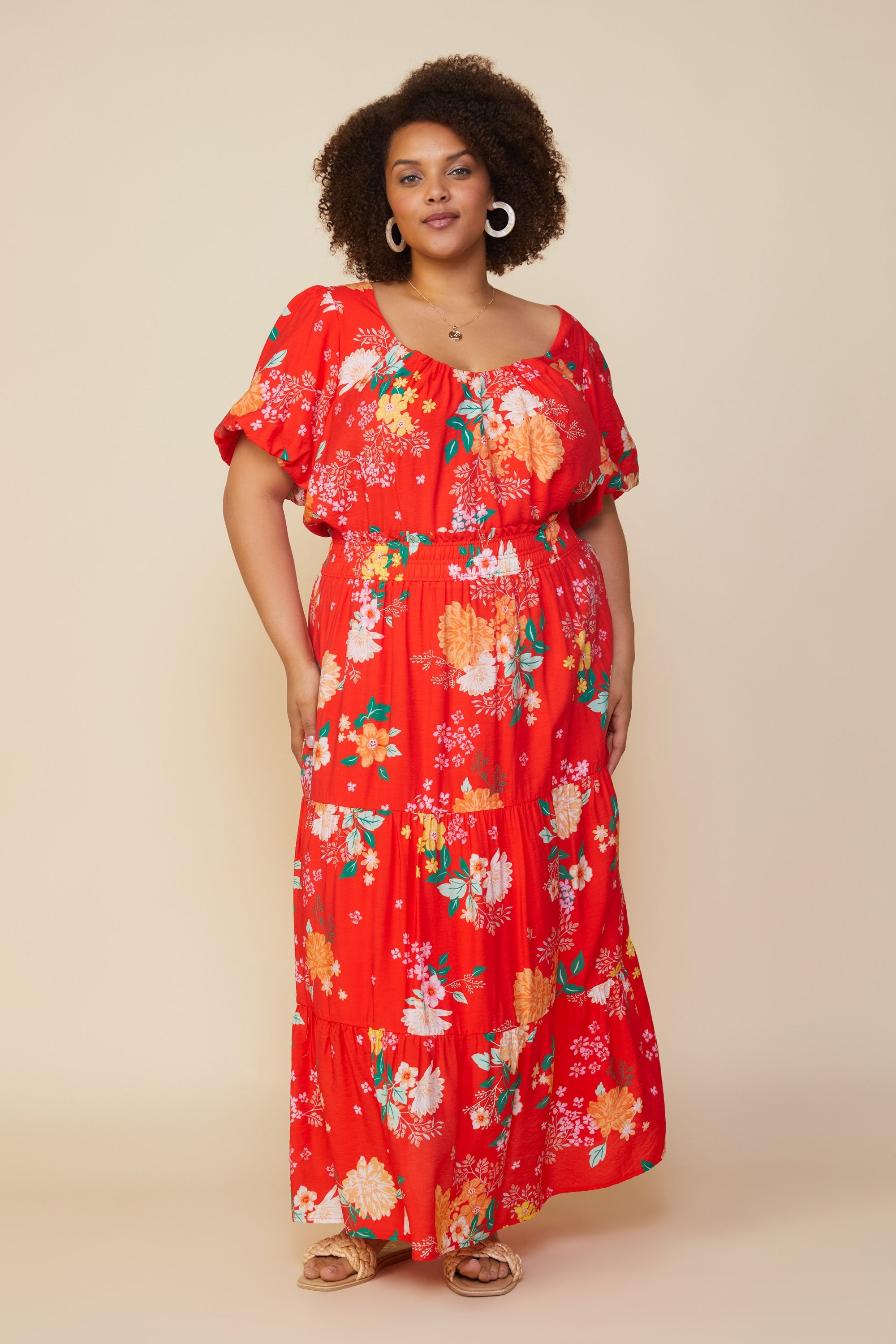 Floral Print Tiered Maxi Skirt