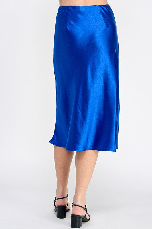 Satin Elastic Midi Skirt