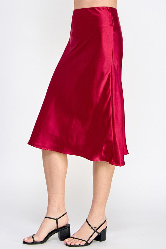 Satin Elastic Midi Skirt