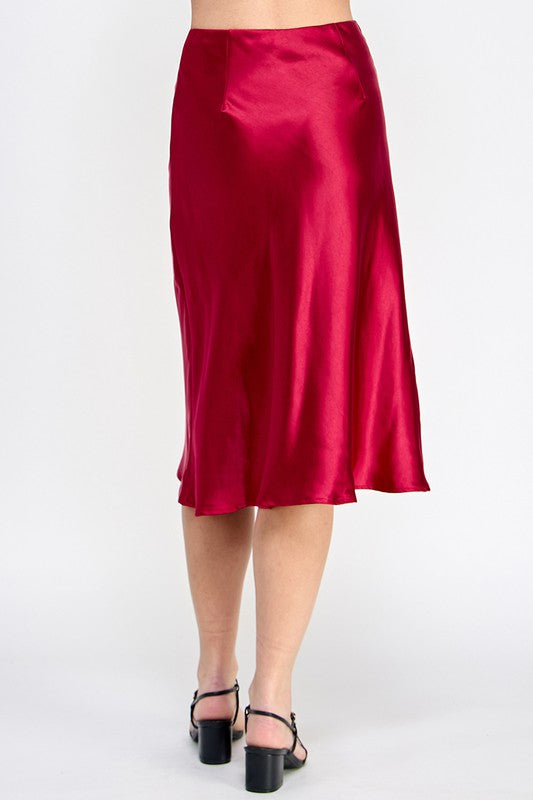 Satin Elastic Midi Skirt