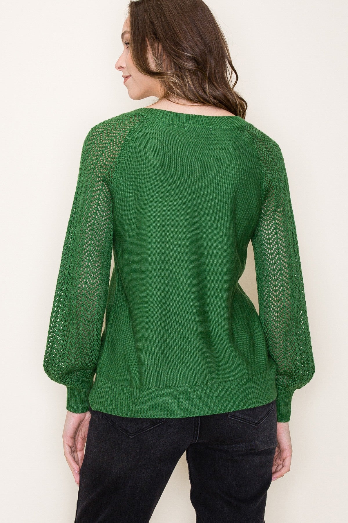 Balloon V Neck Open Neck Sweater