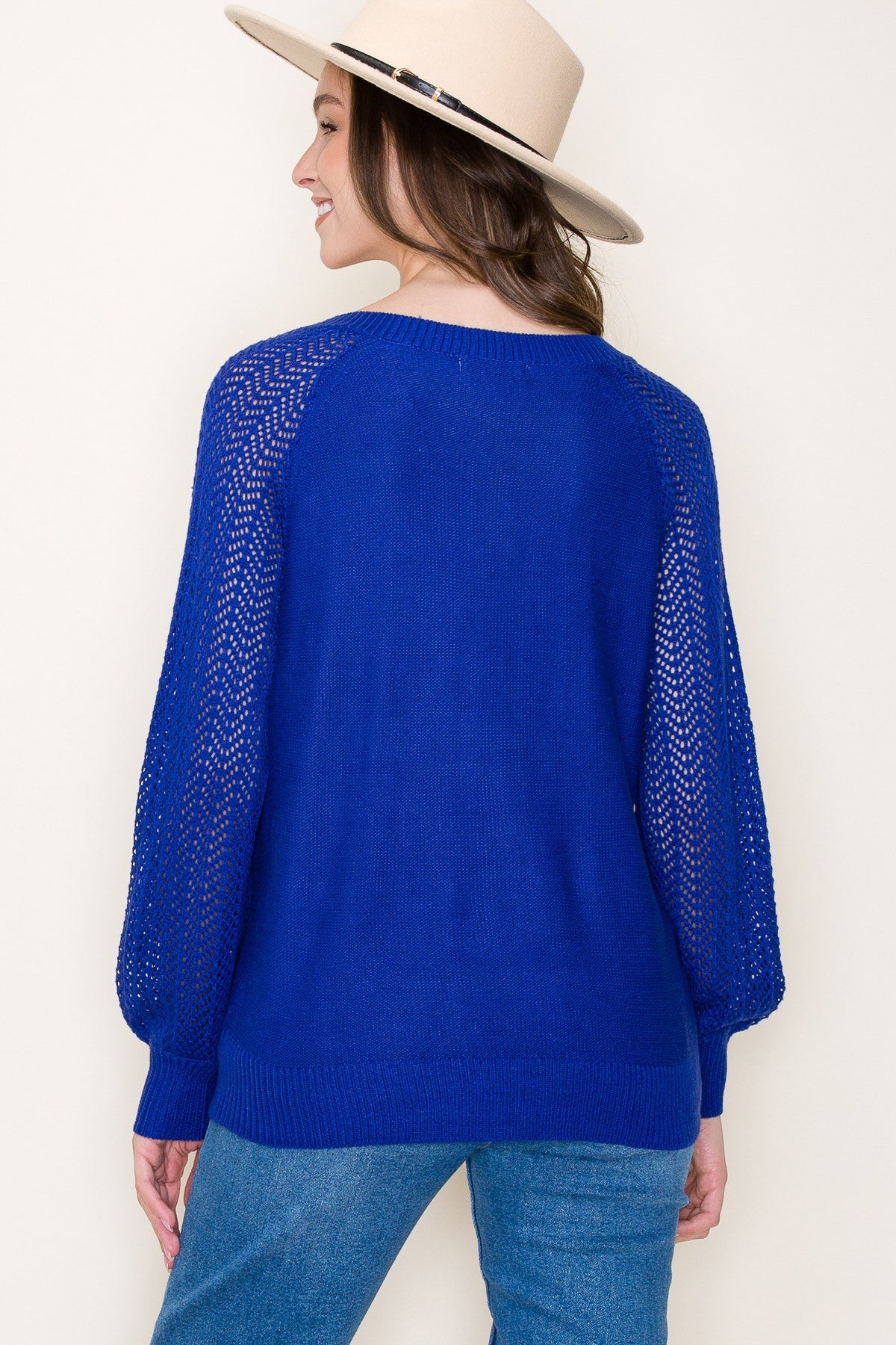 Balloon V Neck Open Neck Sweater