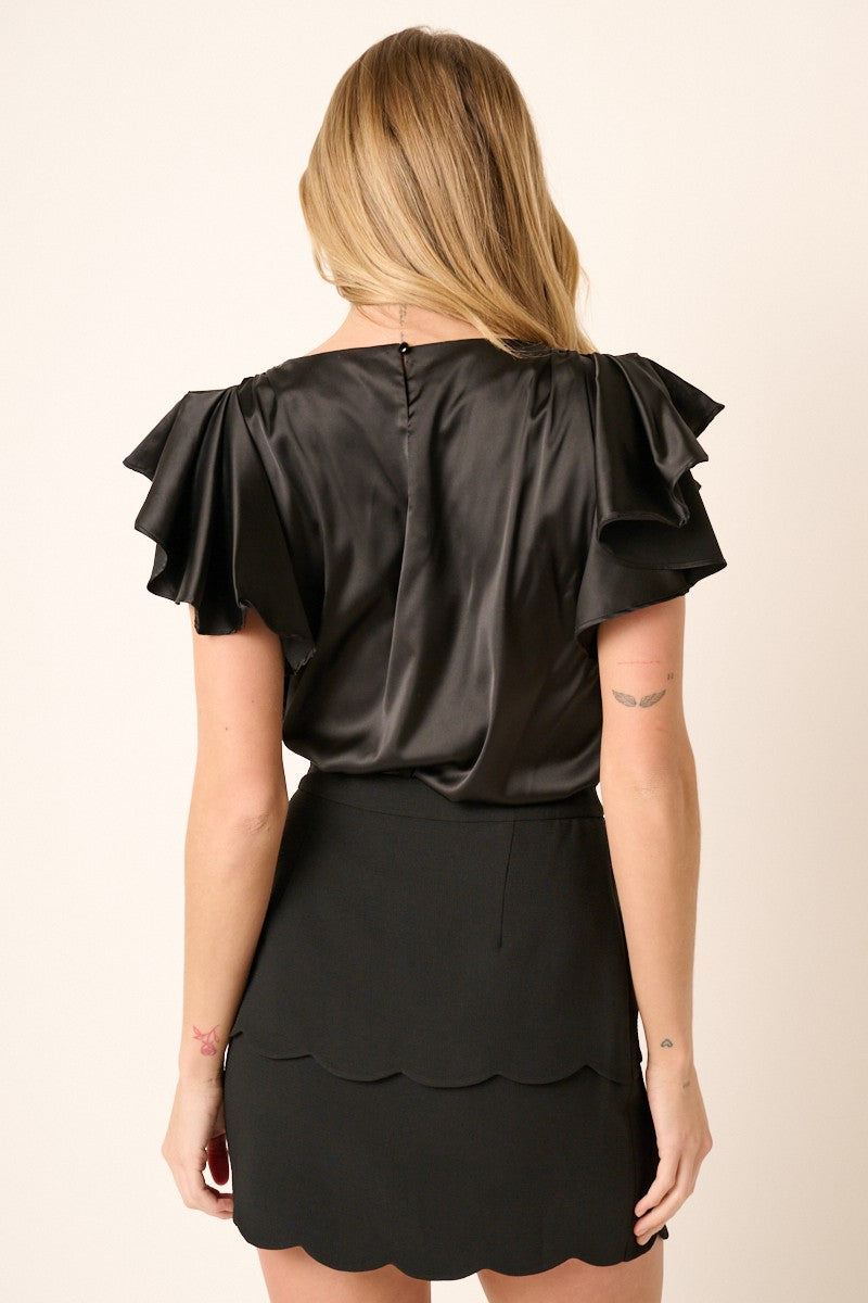 Flutter Keyhole Back Satin Top