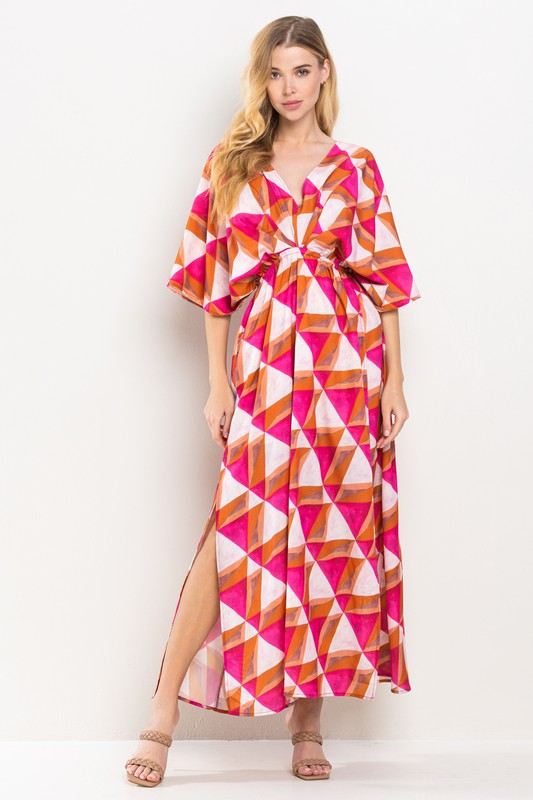 Printed Side Slits Maxi Dress