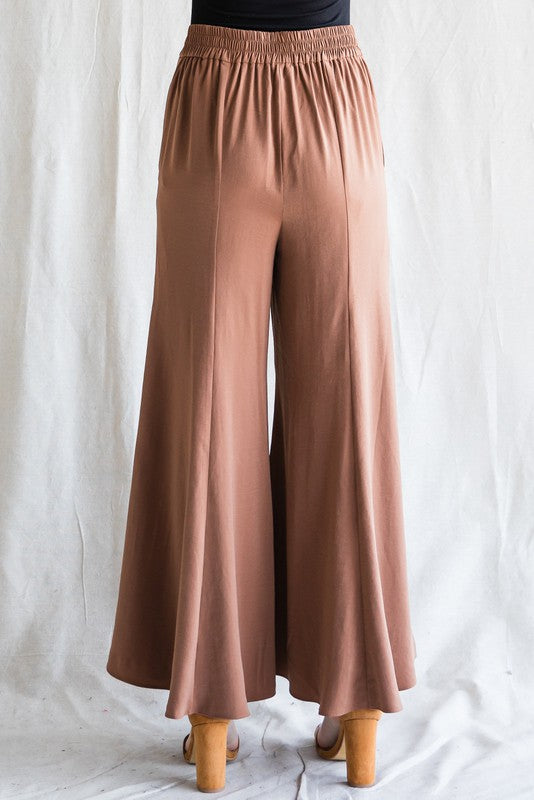 Crepe Elastic Back Wide Leg Pant
