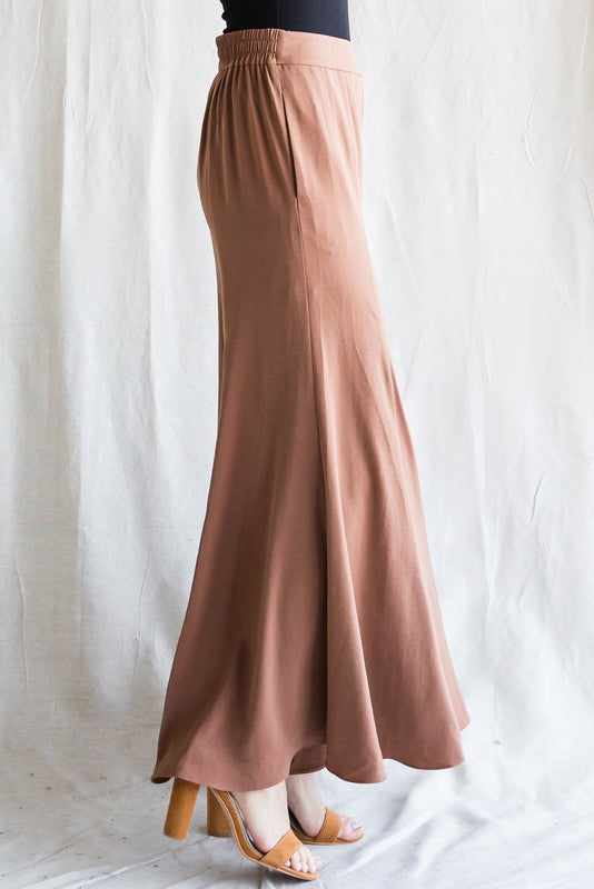 Crepe Elastic Back Wide Leg Pant