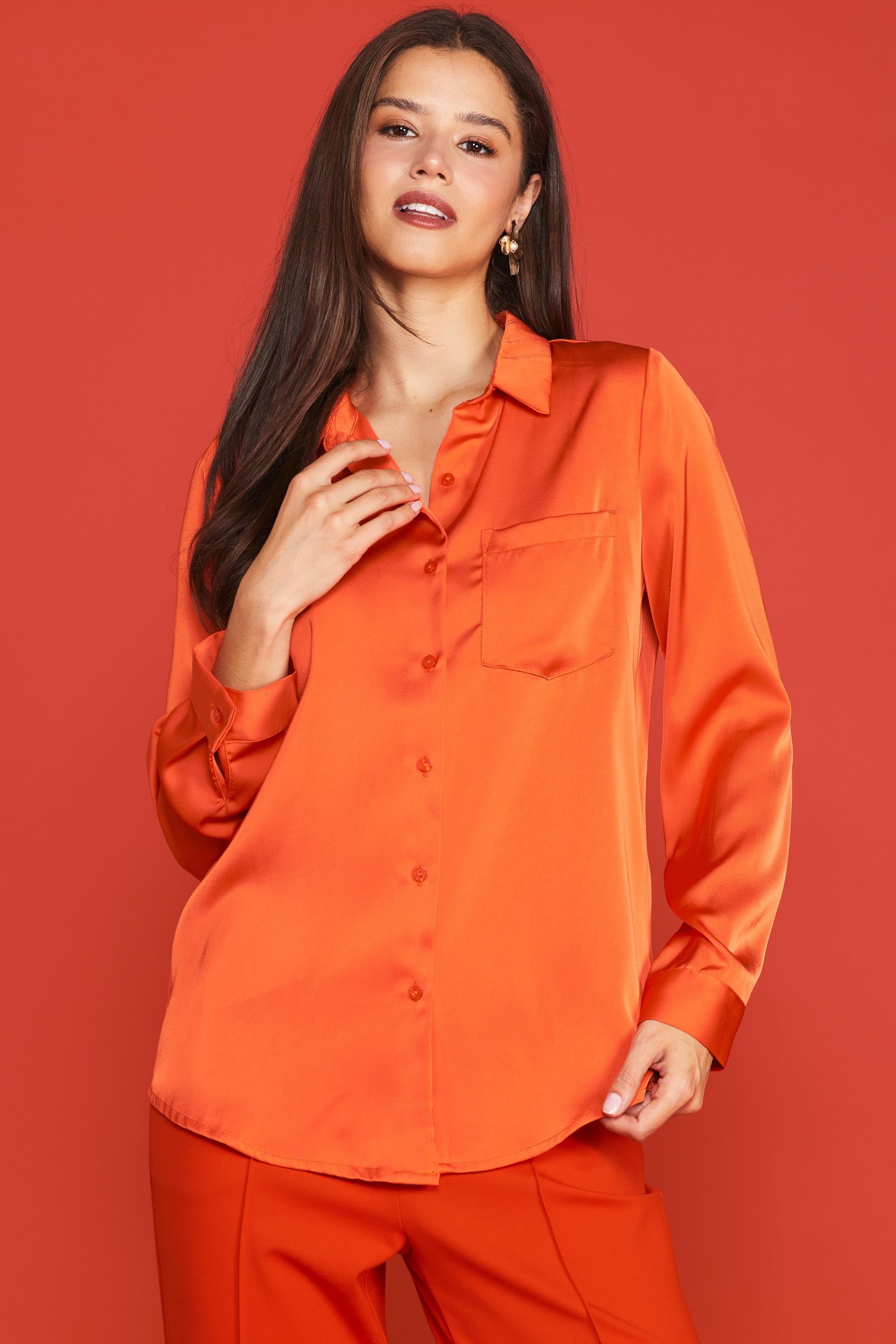 Satin Button Down Shirt