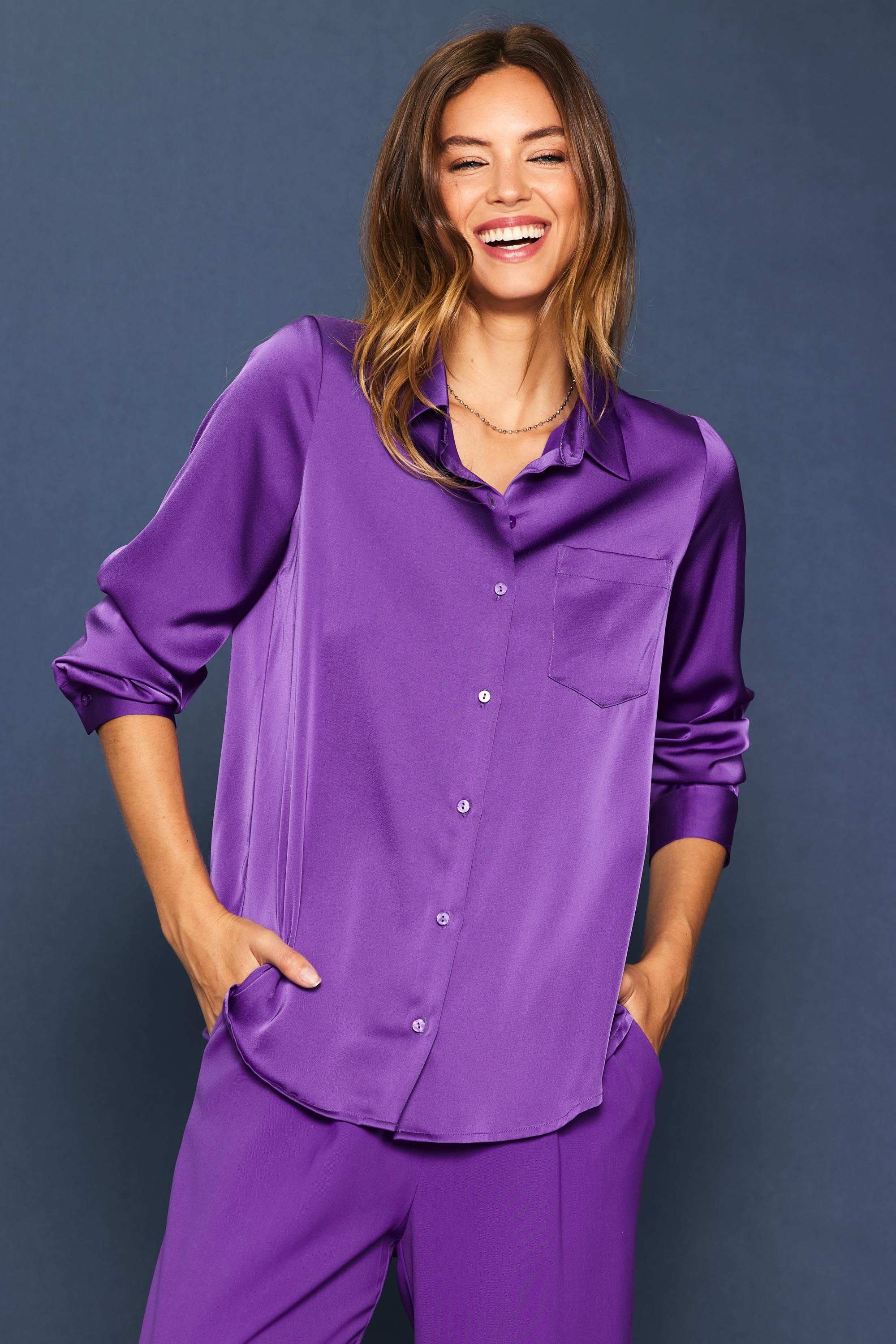 Satin Button Down Shirt