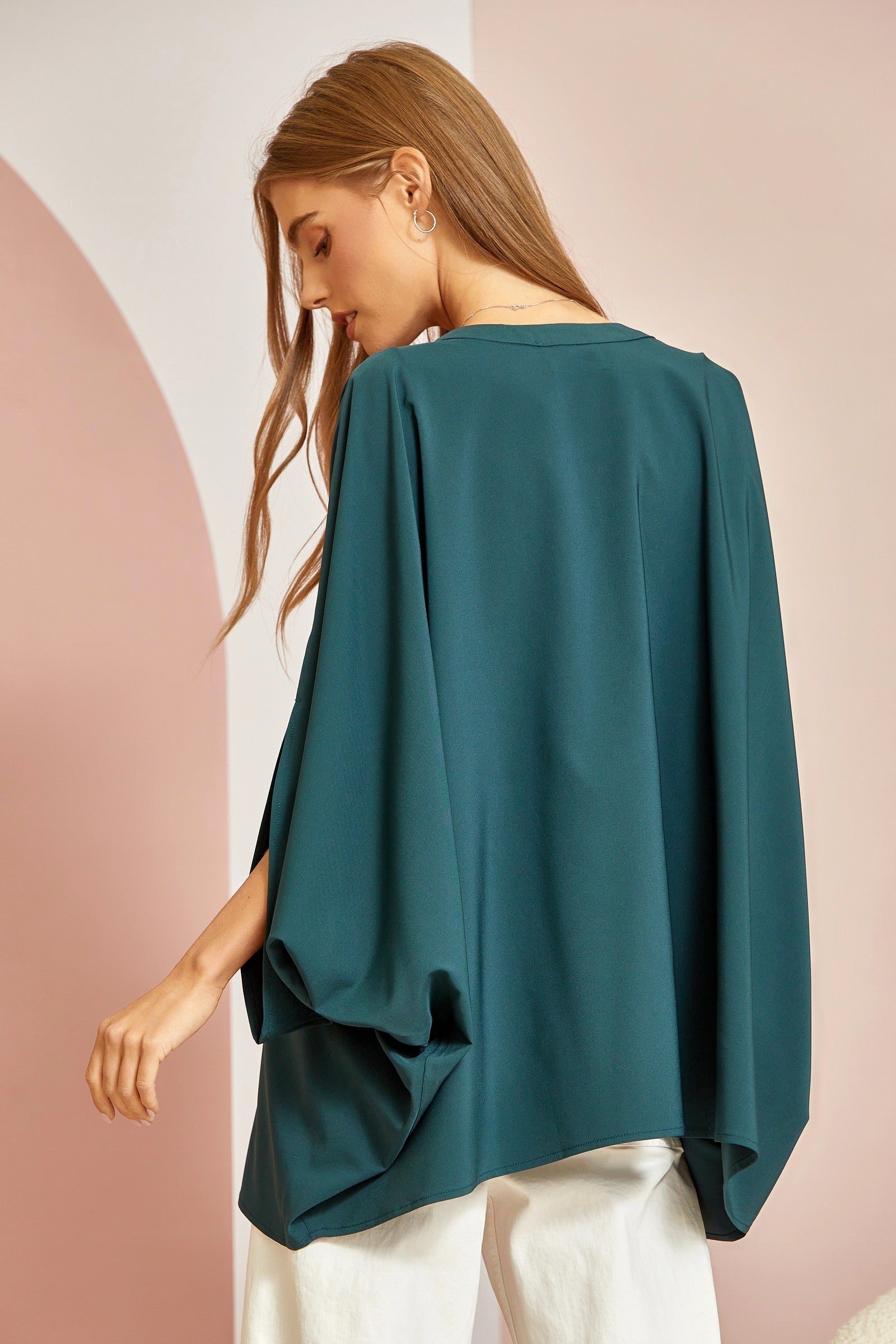 Flare Sleeve V Neck Blouse