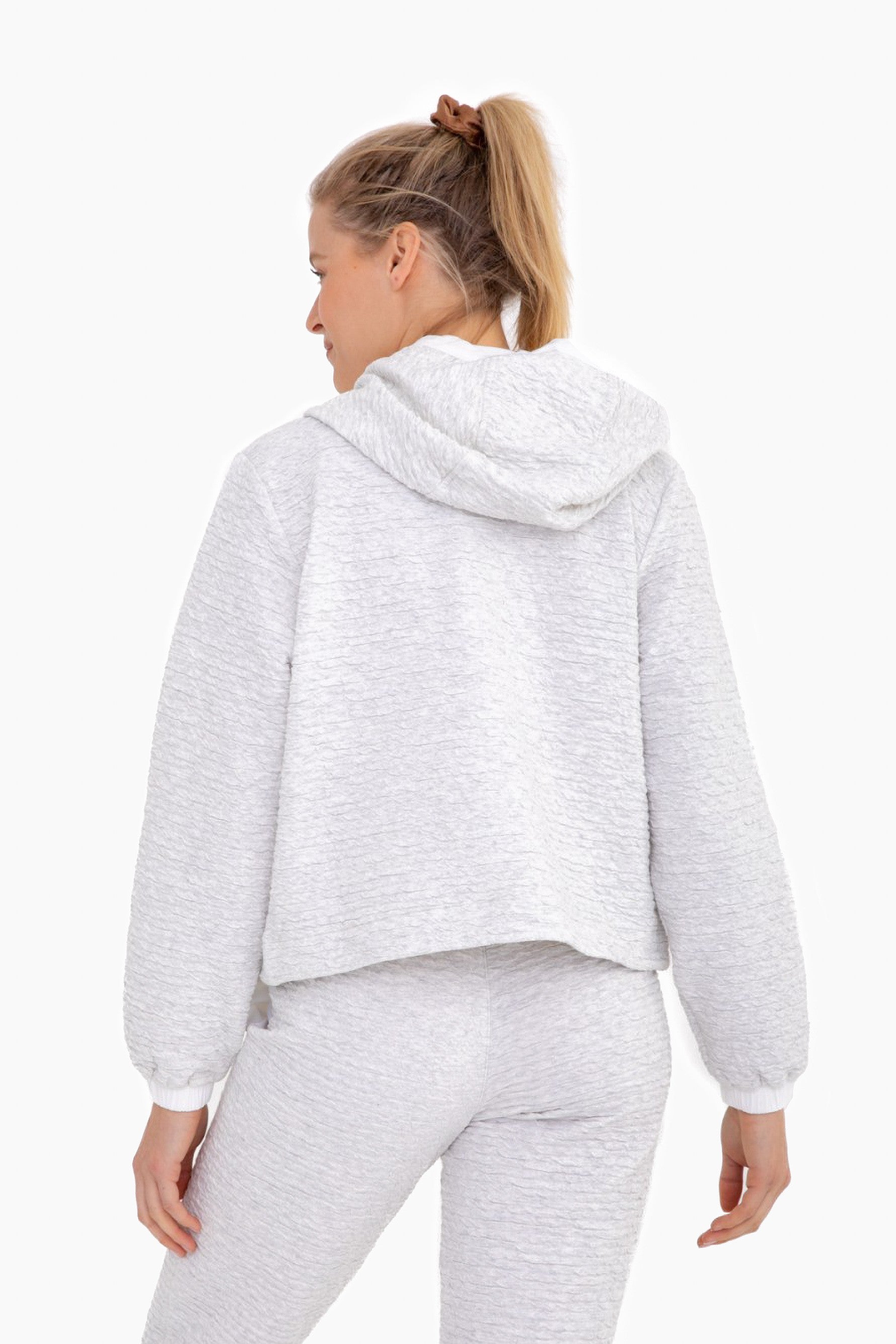 Cotton Blend Textured Zip Up Jacket