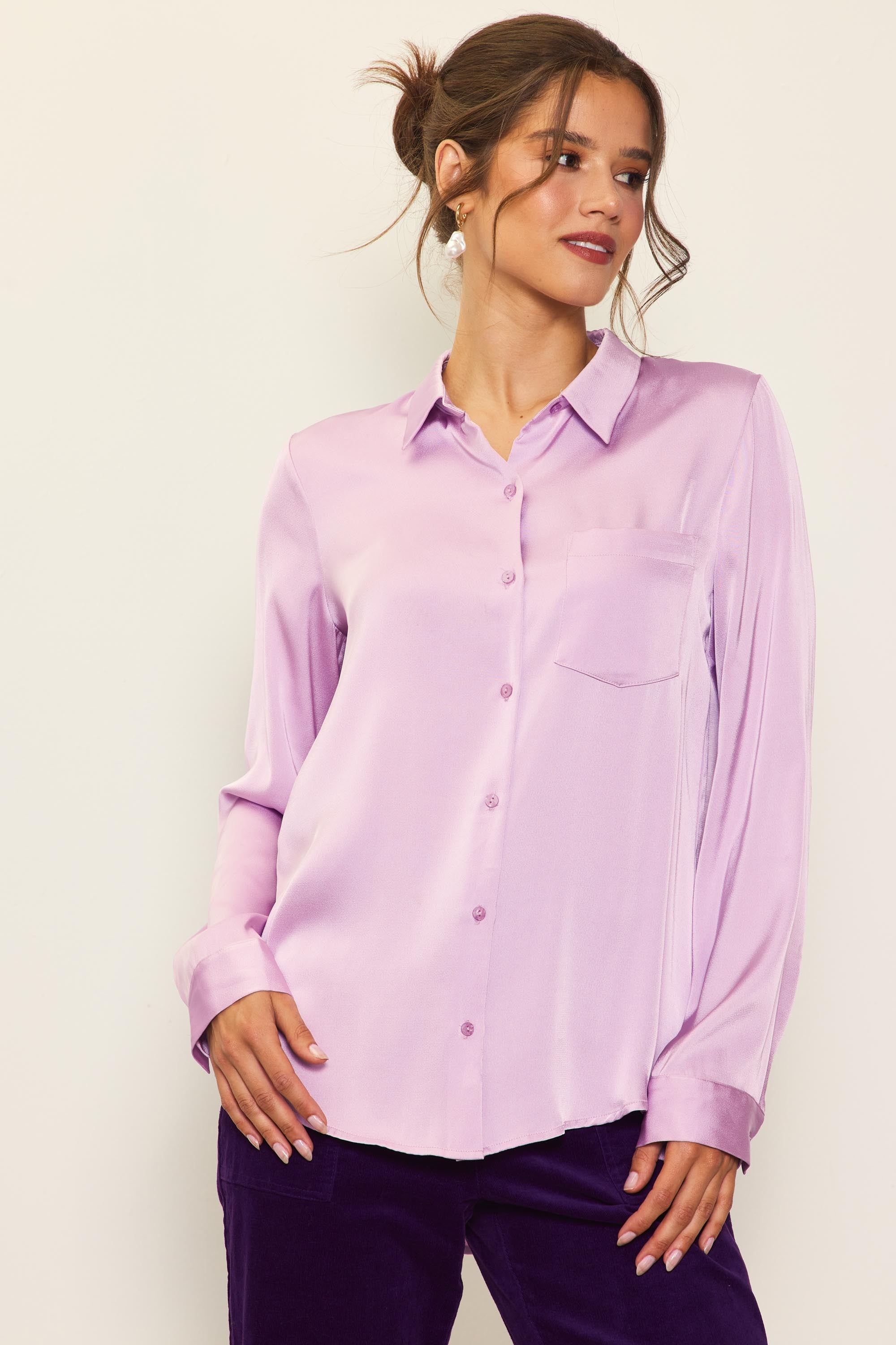 Satin Button Down Shirt