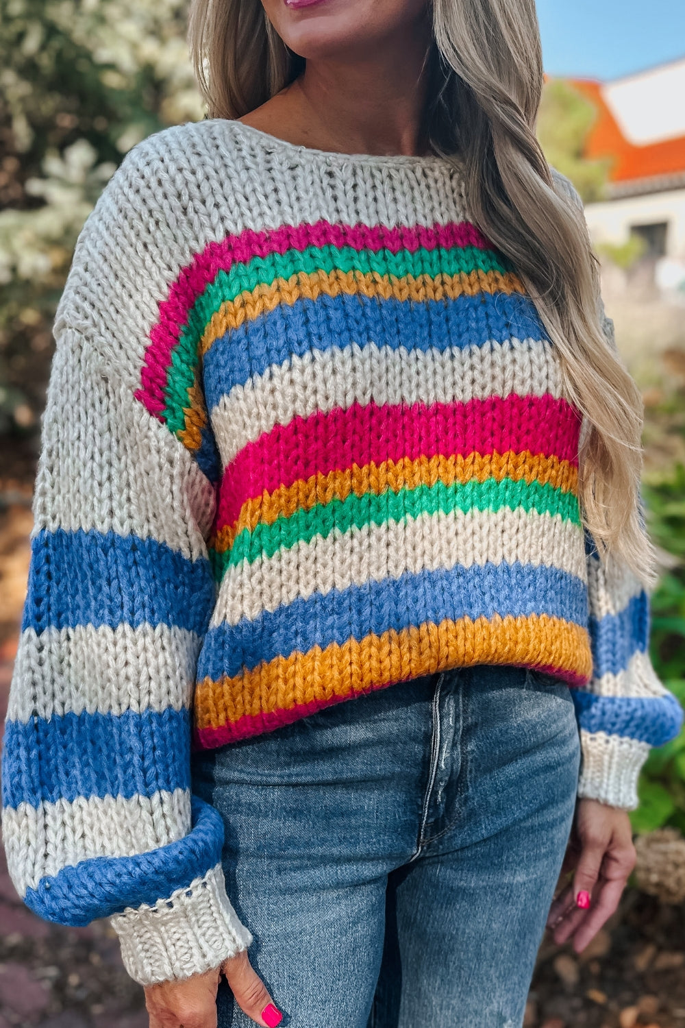 Chunky Knit Multi Striped Sweater