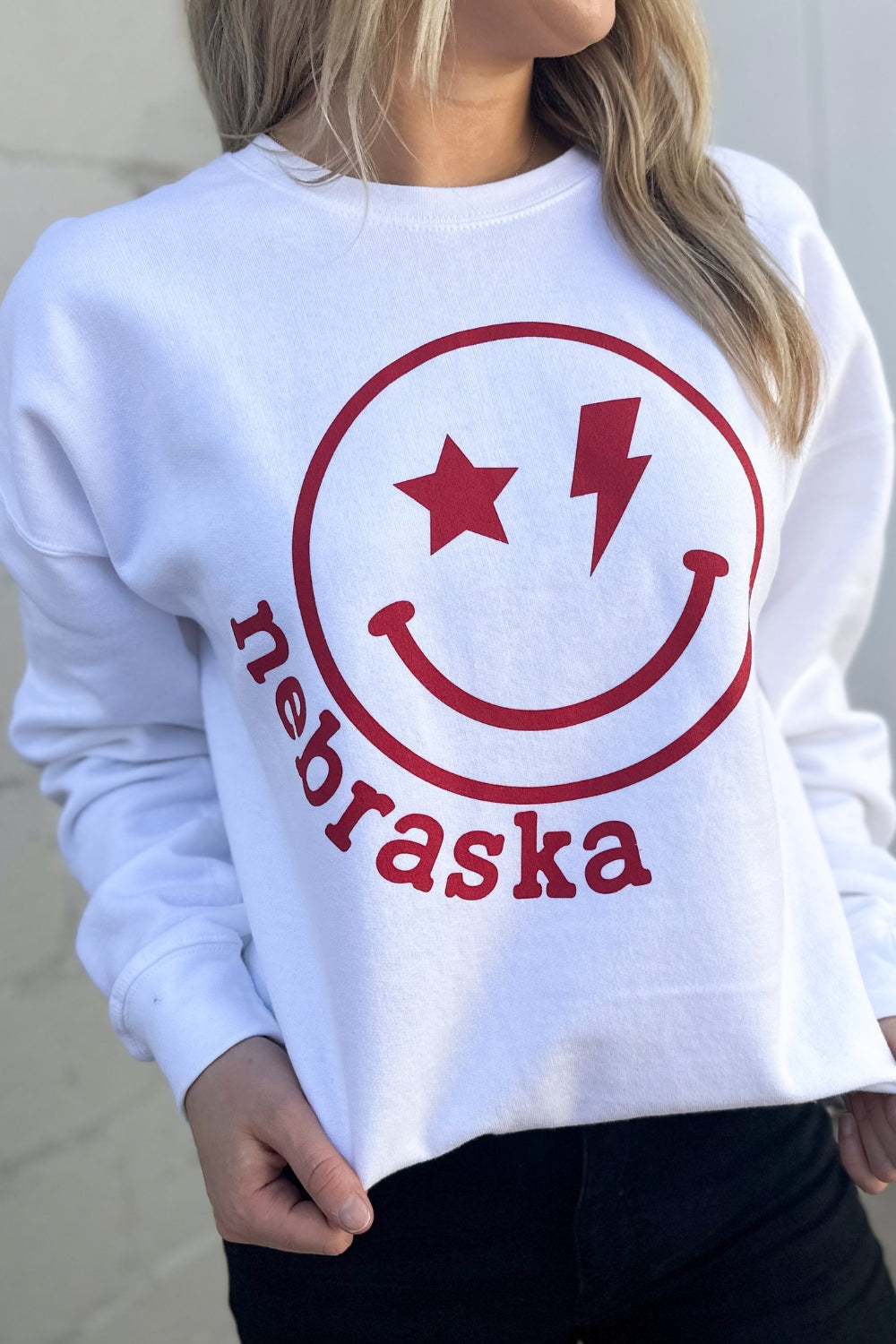 Star Bolt Smiley Nebraska Sweatshirt