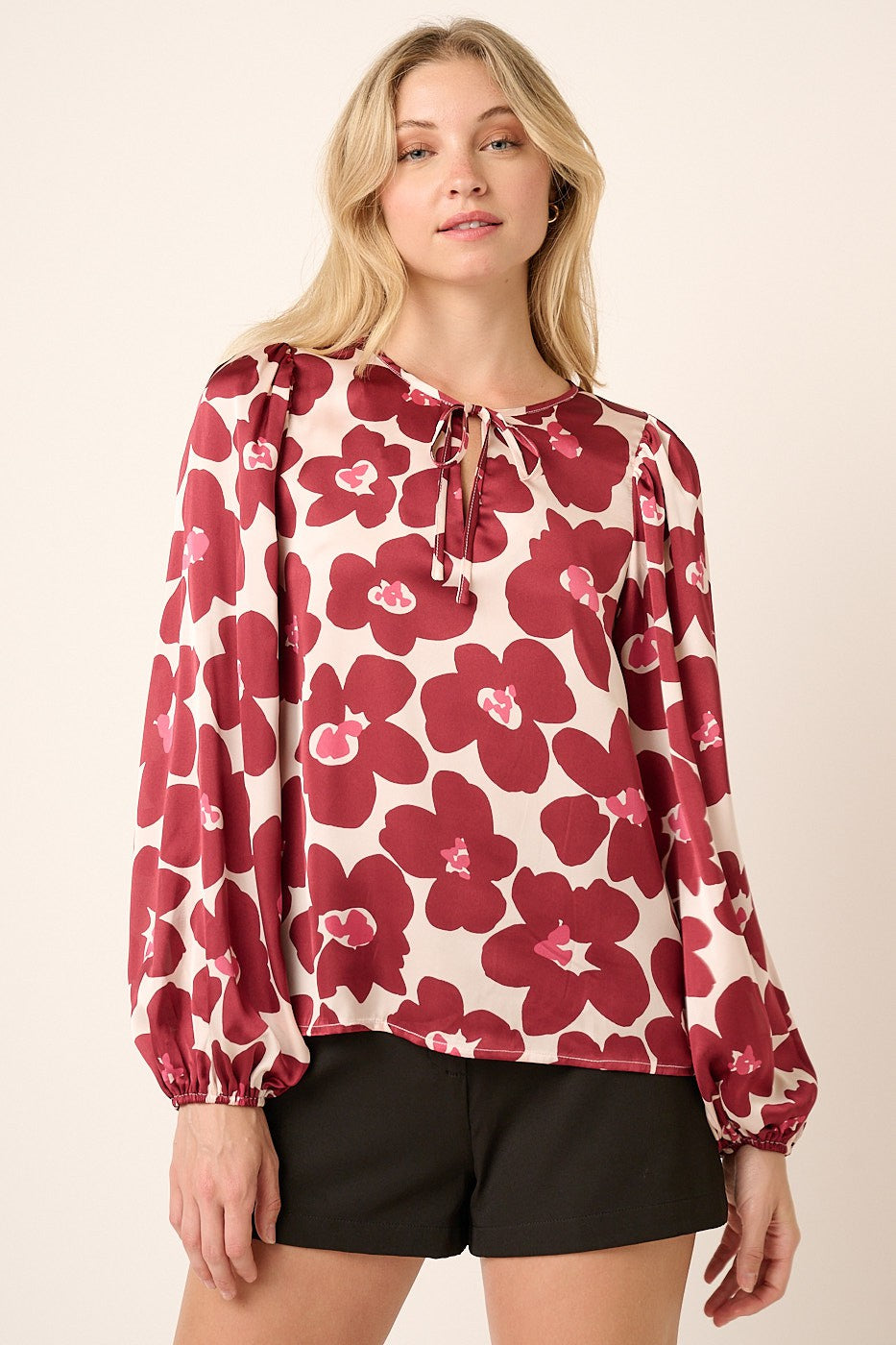 Floral High Neck Long Sleeve Blouse