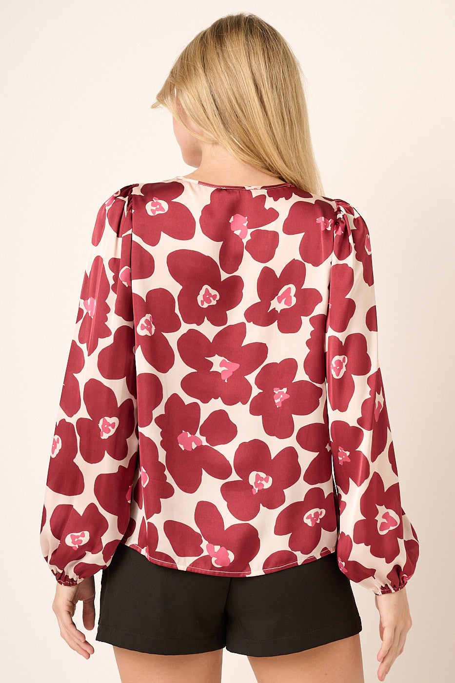 Floral High Neck Long Sleeve Blouse