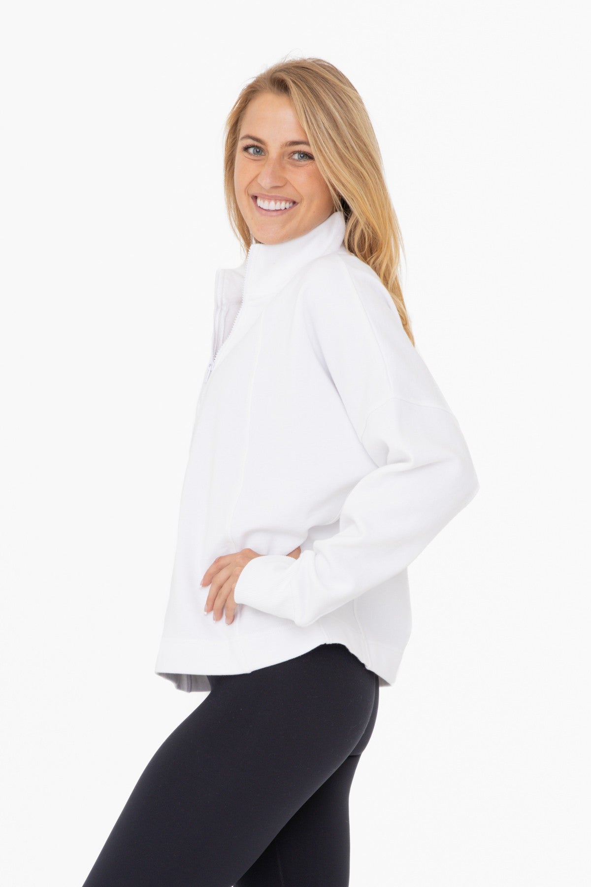 Front Seamed Solid Quarter Zip