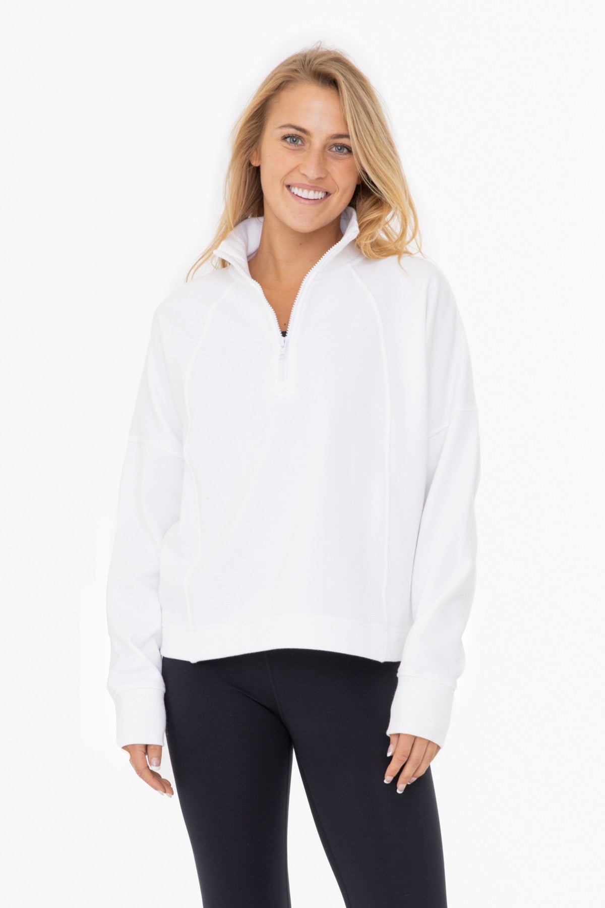 Front Seamed Solid Quarter Zip