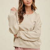 Solid Dolman Crew Neck Pullover