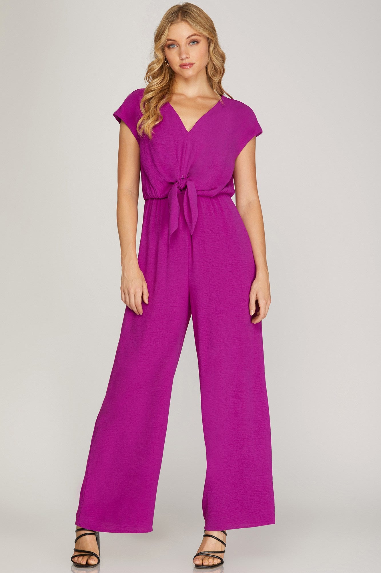 Short Sleeve Woven Jumpsuit