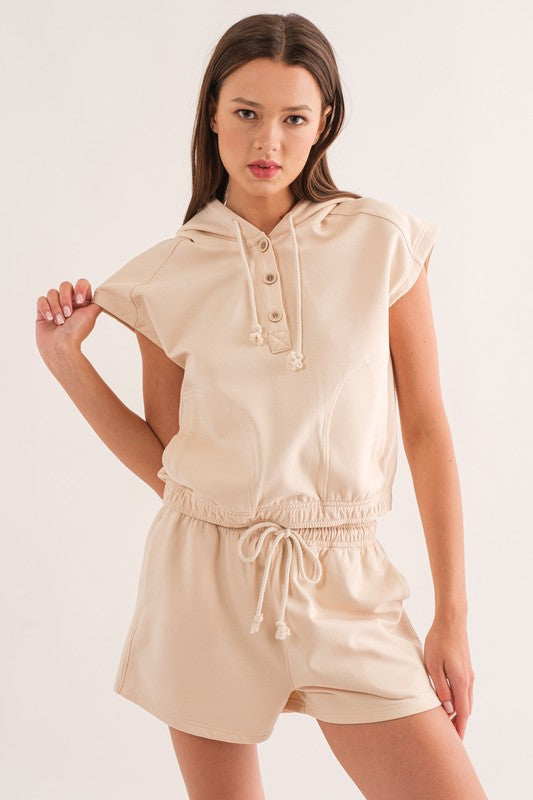 Sleeveless Button Front Hoodie