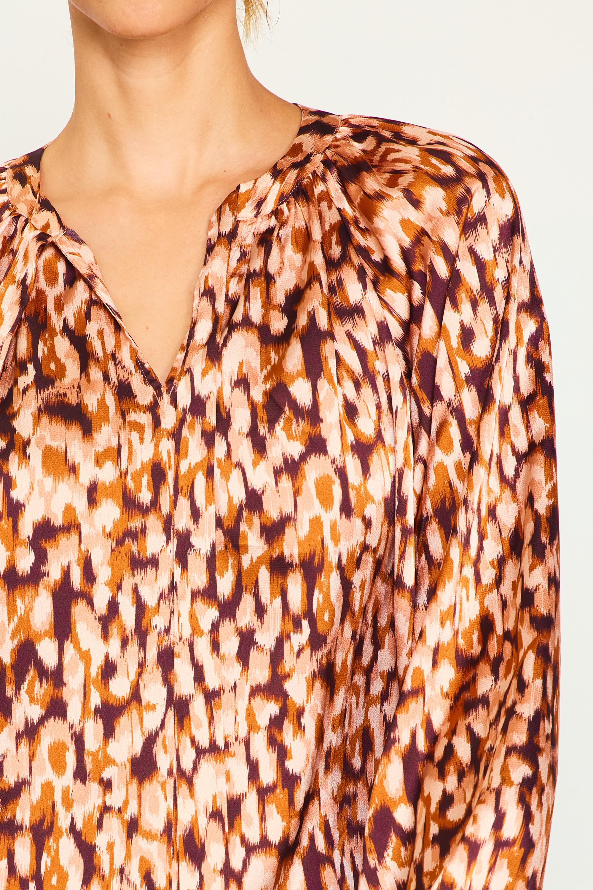 Animal Print Long Sleeve Blouse