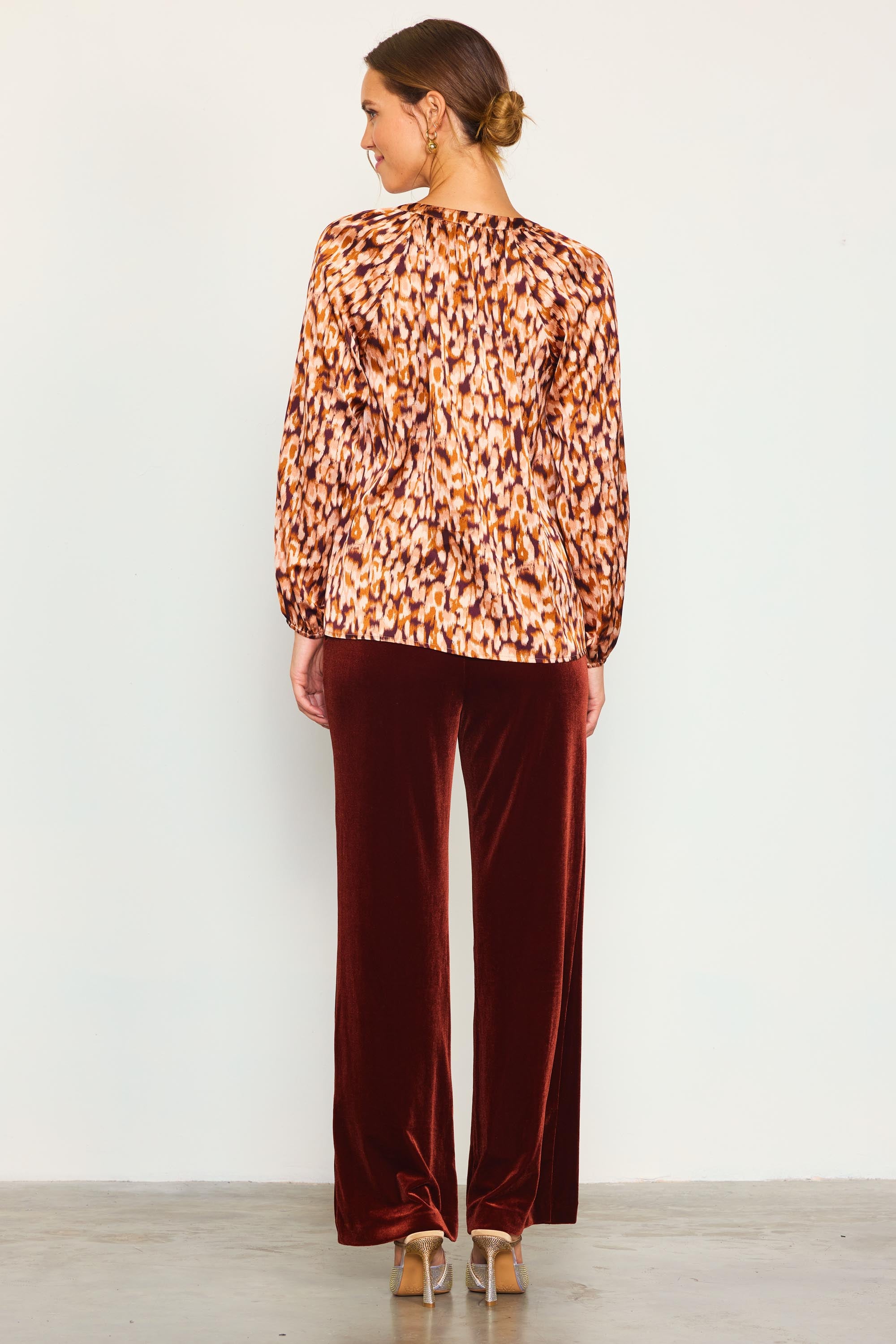 Animal Print Long Sleeve Blouse