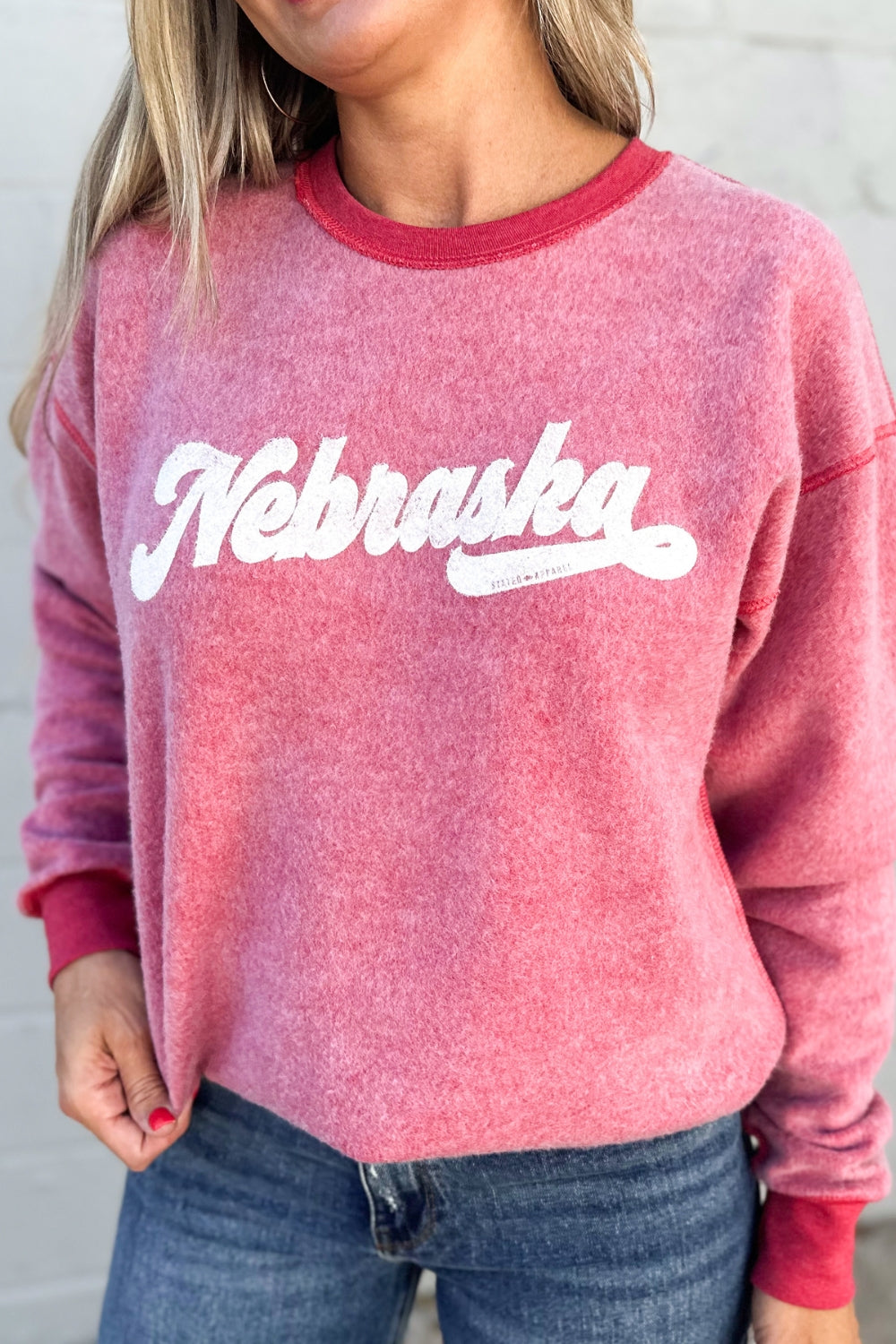 Nebraska 70's Font Inverted Sweatshirt