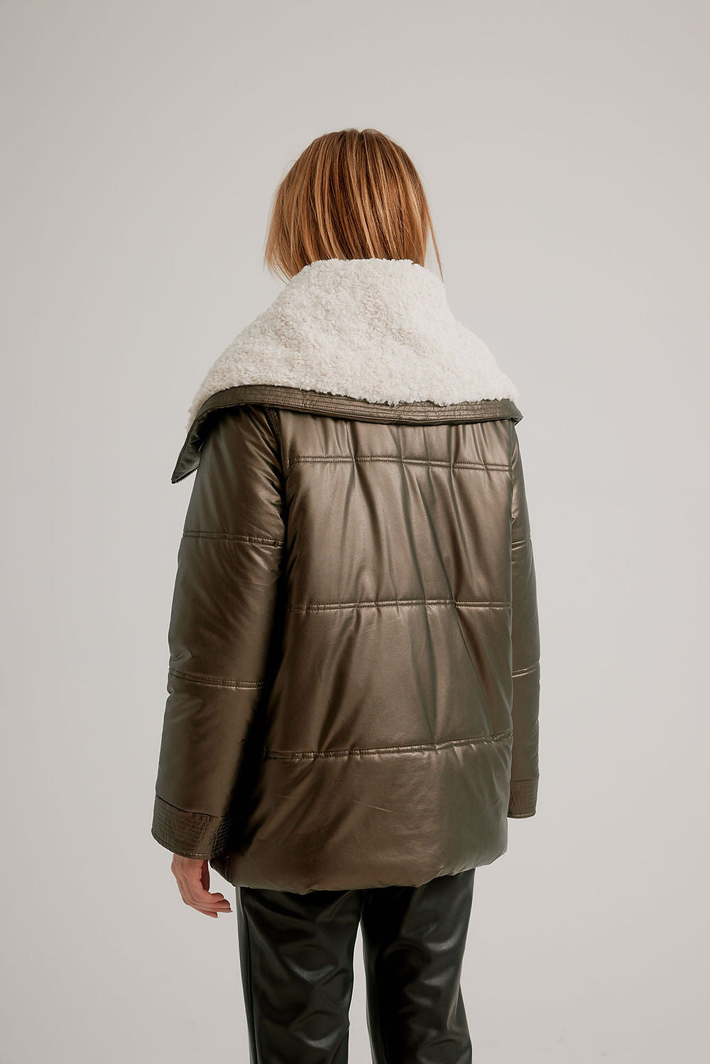 Faux Fur Sherpa Collar Coat