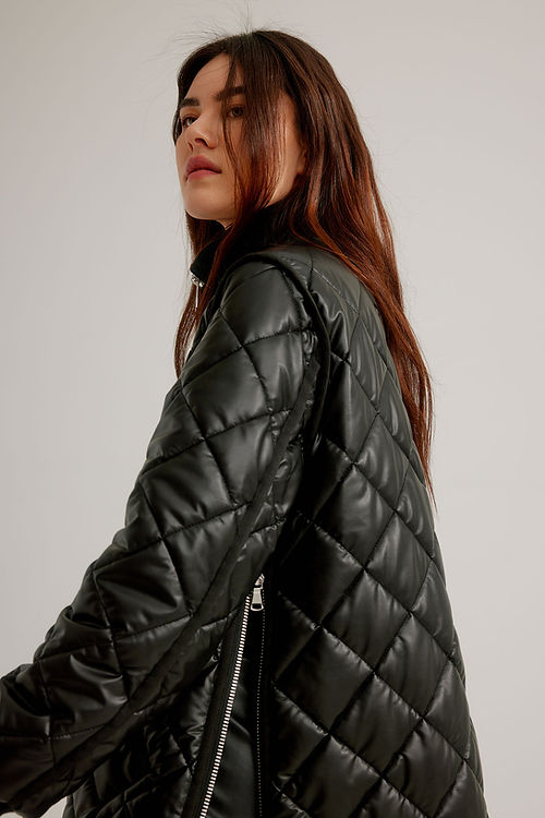 Quilted Side Zip Coat