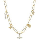 Chain Necklace with Rhinestone Charms