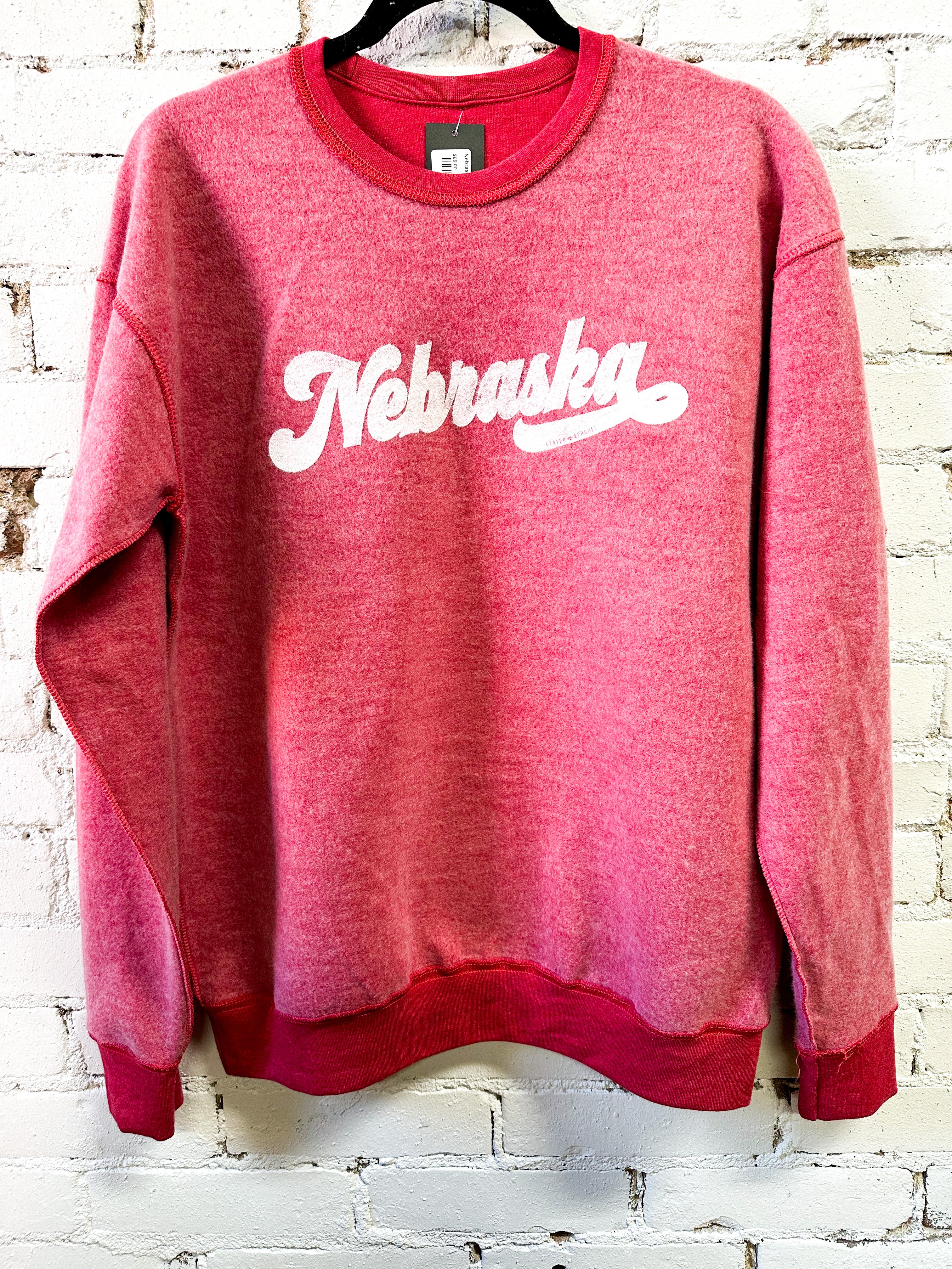 Nebraska 70's Font Inverted Sweatshirt