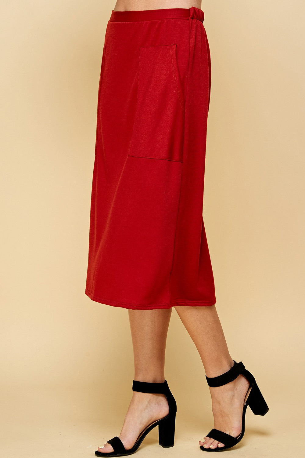 Solid Skirt With Pockets