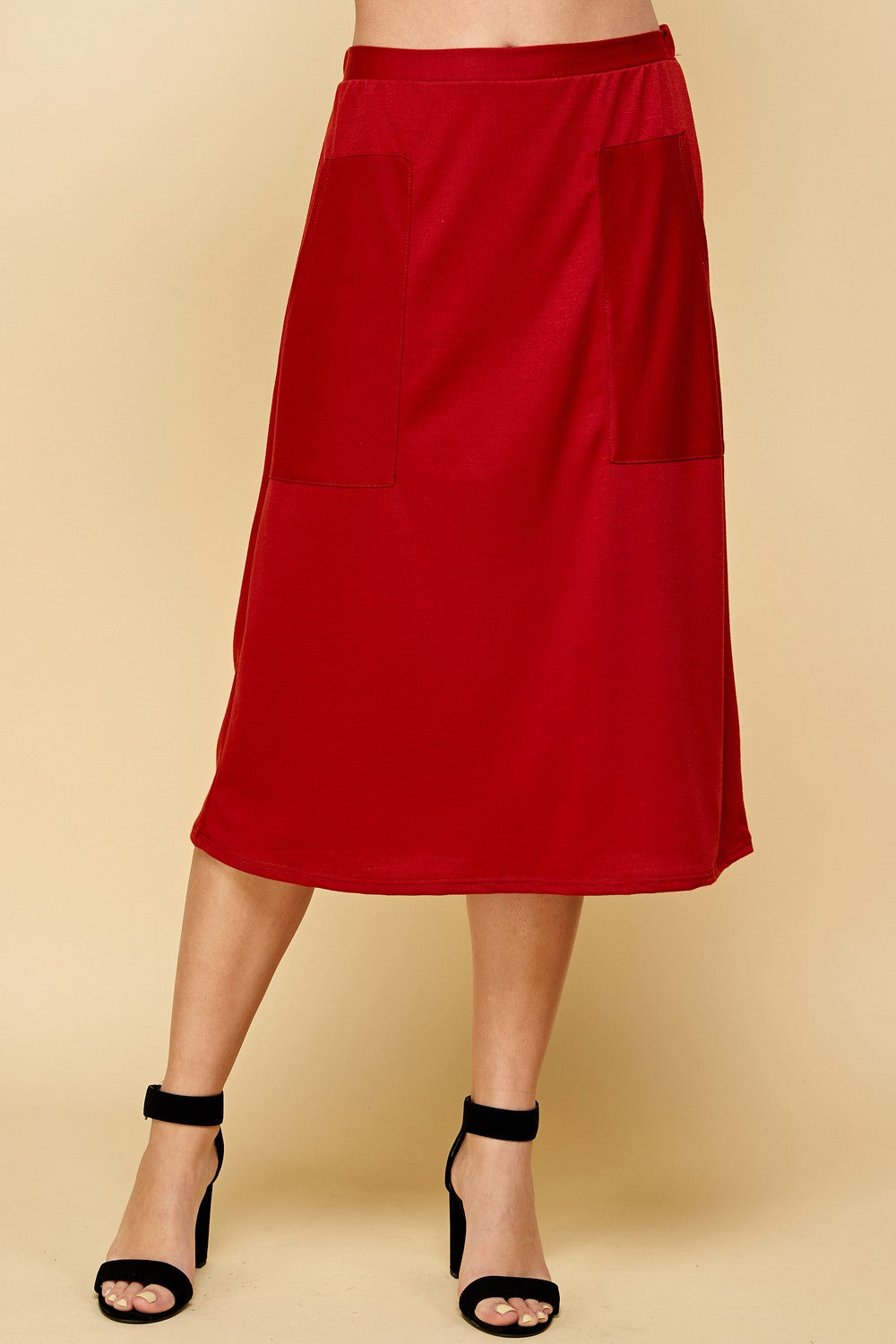 Solid Skirt With Pockets