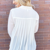 Long Sleeve Woven Shirt Pleat Back