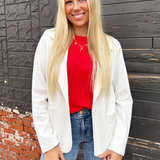 Ponte One Button Front with Patch Pocket Blazer