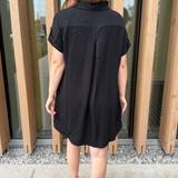 Drop Shoulder Button Up Woven Shirt Dress