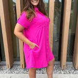 Drop Shoulder Button Up Woven Shirt Dress