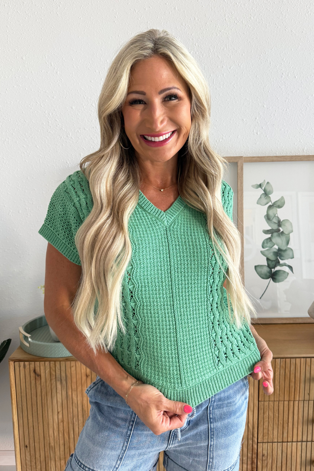 V Neck Short Sleeve Pullover Sweater Tilda Pullover V-Neck Knit