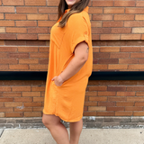 Drop Shoulder Button Up Woven Shirt Dress